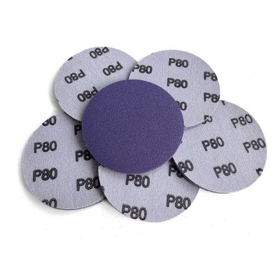 90a Hardness 80 Grit Non Porous Ceramic Sanding Pads Abrasive Disc Purple Sticky Back