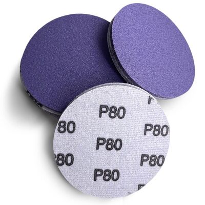 90a Hardness 80 Grit Non Porous Ceramic Sanding Pads Abrasive Disc Purple Sticky Back