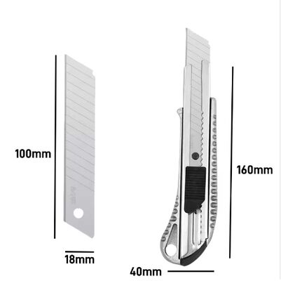 Robust Aluminum Utility Knife 18mm 9mm Snap Off Blades Heavy Duty