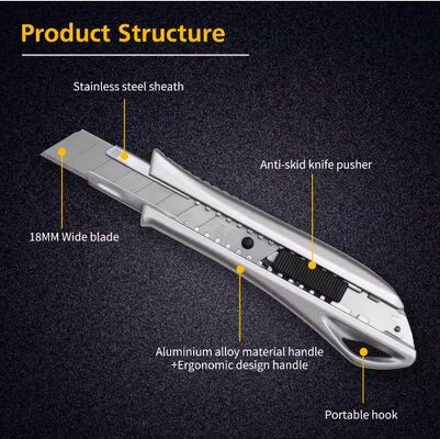 Robust Aluminum Utility Knife 18mm 9mm Snap Off Blades Heavy Duty