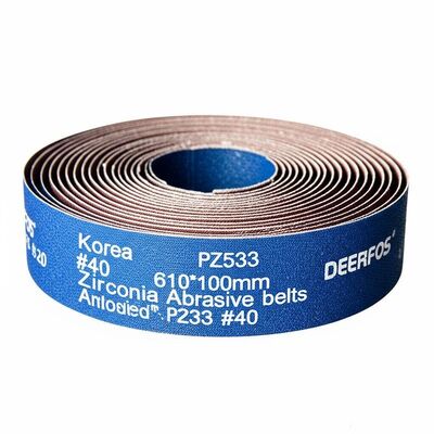 DEERFOS Zirconia Abrasive Sanding Belt 610x100mm with Ceramic-Cloth Backing for Heavy-Duty Grinding