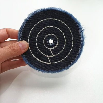 Blue Denim Jean Cotton Buffing Wheel 4" 100mm For Mirroring Metal Stainless Steel Polishing