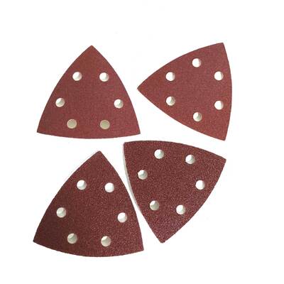 93mm Triangle Abrasive Sanding Disc Sheets Red Dry Sandpaper For Orbital Sander