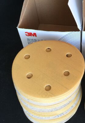 3M yellow hook& loop sanding disc 5" abrasive sandpaper 125mm 6 holes velcro backing for polishing 