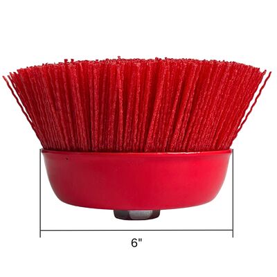 6" Cup Brush, Nylon Filament, 5/8"-11 Thread, 2500 max.RPM