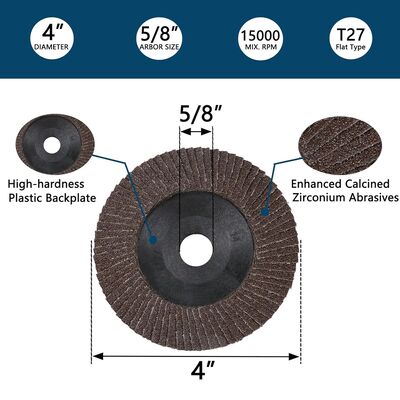 Plastic Backed Flap Disc, Lightweight Durable Base for Reduced Vibration and Noise