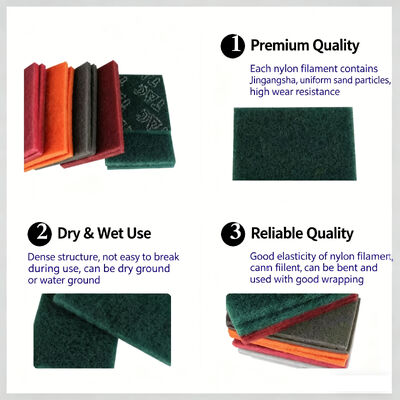 Industrial Abrasive Nylon Pad with Anti-Clog Design Red 6inch*9inch