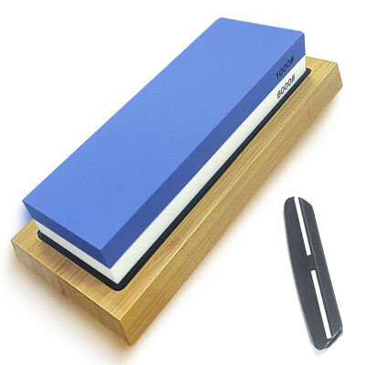 Whetstone 4 Side Grit 400/1000 3000/8000, Whetstone Knife Sharpener Stone Set Include Non-slip Base, Leather Strop, Flattening Stone & Angle Guide
