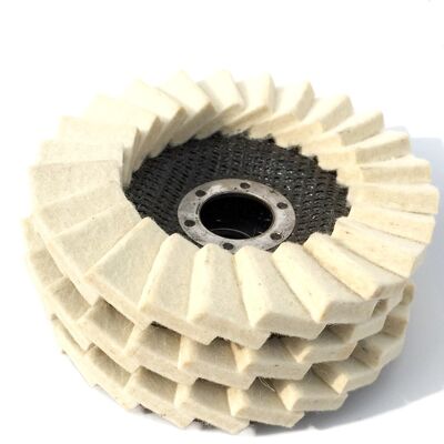 Wool  Flap Polishing Disc 4-1/2" x 7/8"  High Density Wool Polishing Wheel for Metal, Aluminum, Stainless Steel & Stone Polishing  Mirror Finish