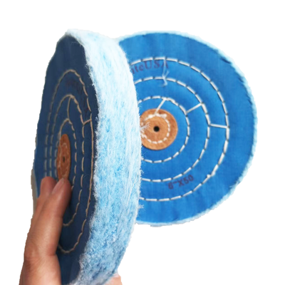 6"x50 Blue Cotton Buffing Wheels, 5/8'' Arbor Cotton Buffing Polishing Wheel for Bench Grinder