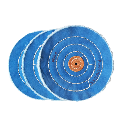 6"x50 Blue Cotton Buffing Wheels, 5/8'' Arbor Cotton Buffing Polishing Wheel for Bench Grinder
