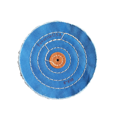 6"x50 Blue Cotton Buffing Wheels, 5/8'' Arbor Cotton Buffing Polishing Wheel for Bench Grinder