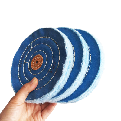 6"x50 Blue Cotton Buffing Wheels, 5/8'' Arbor Cotton Buffing Polishing Wheel for Bench Grinder