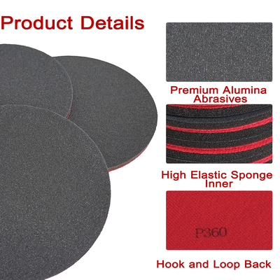 Hook and Loop Round Sponge Sanding Disc Wet Dry Flexible Sponge Sandpaper for Car Paint Wood Plastic Metal Polishing