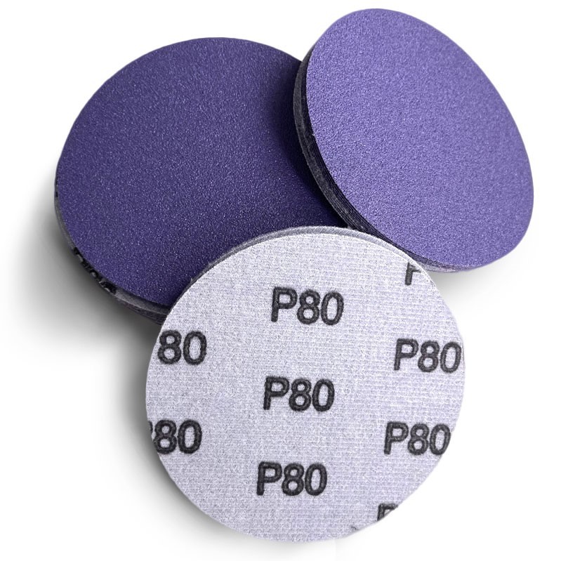 90a Hardness 80 Grit Non Porous Ceramic Sanding Pads Abrasive Disc Purple Sticky Back