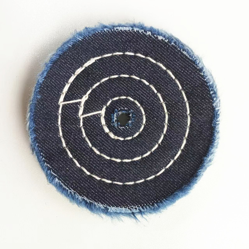 Blue Denim Jean Cotton Buffing Wheel 4" 100mm For Mirroring Metal Stainless Steel Polishing