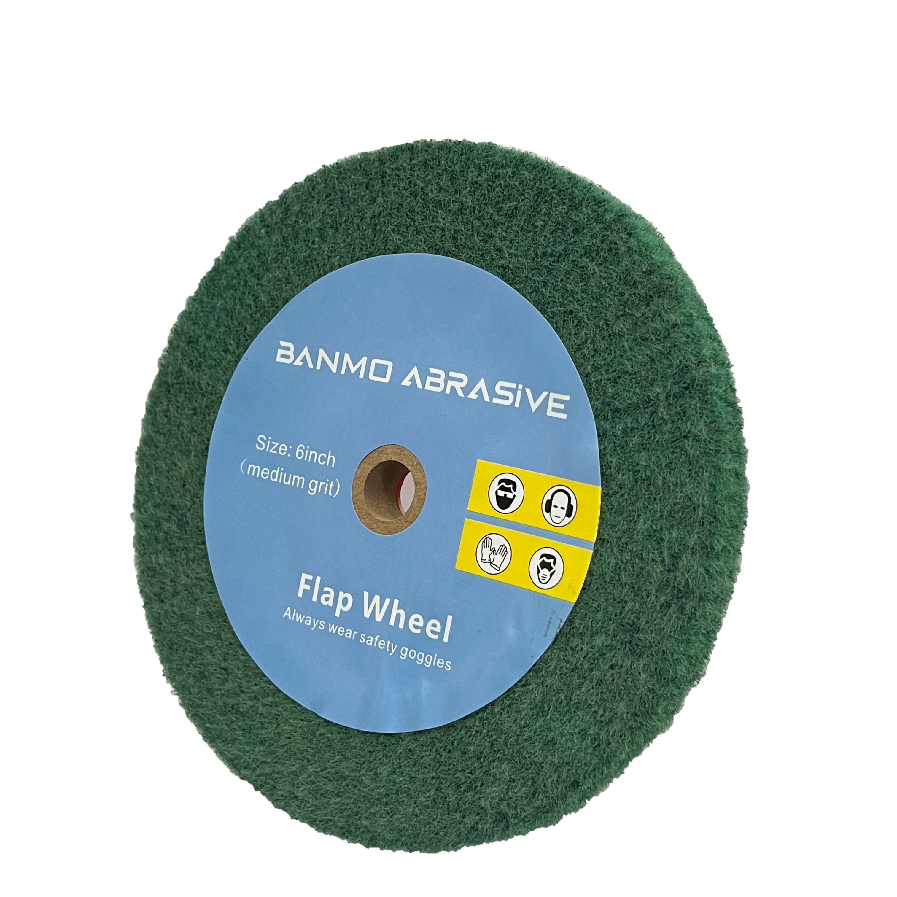 Green Non-woven Abrasive Pad 150mm with 13mm Thickness for Polishing Steel and Stainless Steel