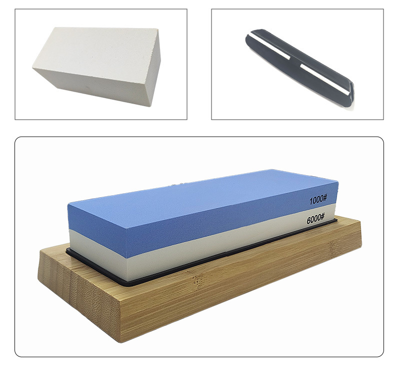 Whetstone 4 Side Grit 400/1000 3000/8000, Whetstone Knife Sharpener Stone Set Include Non-slip Base, Leather Strop, Flattening Stone & Angle Guide