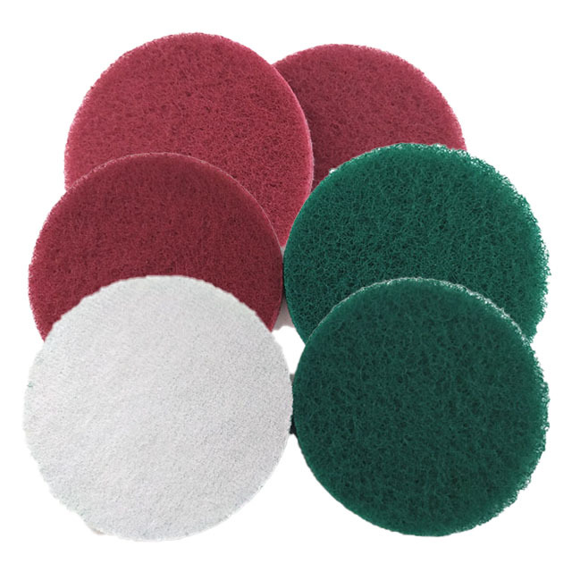 Nylon Scouring Pad Medium Hardness 8mm Thick Hook Loop Abrasive Disc OEM Sanders Polishing Grinding Cleaning 